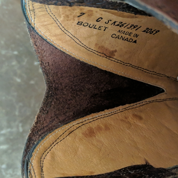 BOULET #2069 hand tooled brown leather square toe cowgirl western boots sz 7 EUC - Picture 15 of 16
